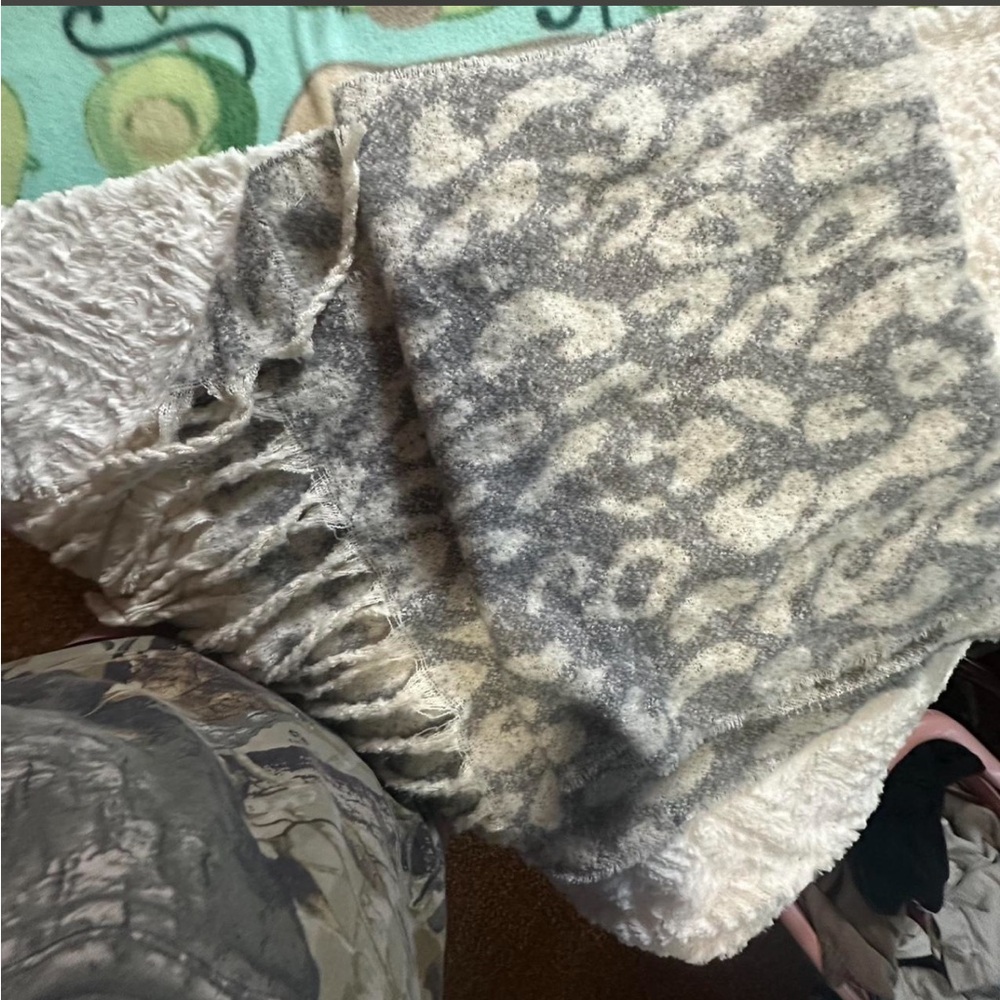 Gray and Cream Animal Print Scarf